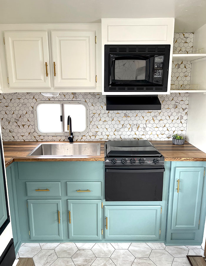 colorful RV kitchen