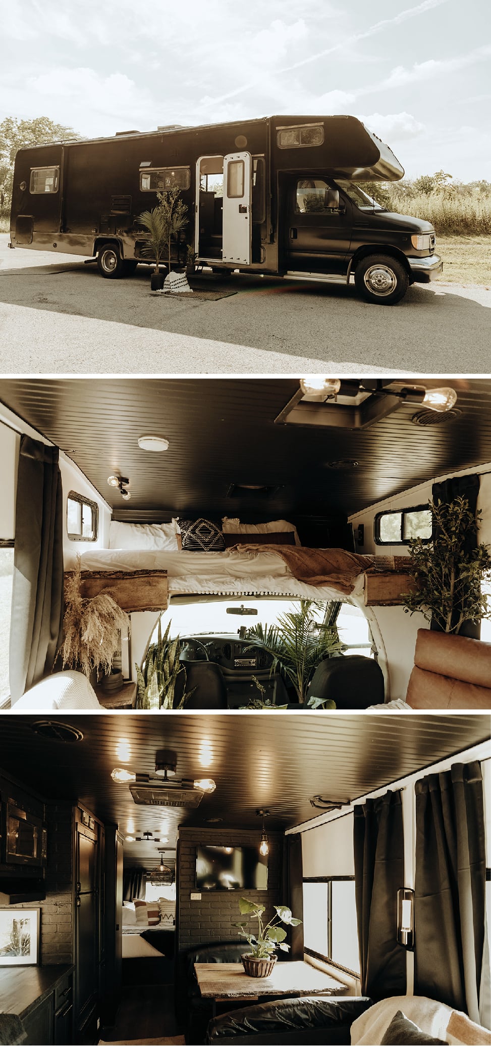 This moody RV interior includes a preserved moss wall