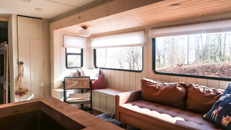 cozy travel trailer interior