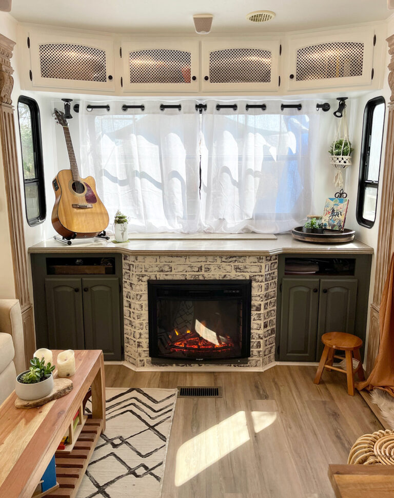 RV renovation with fireplace