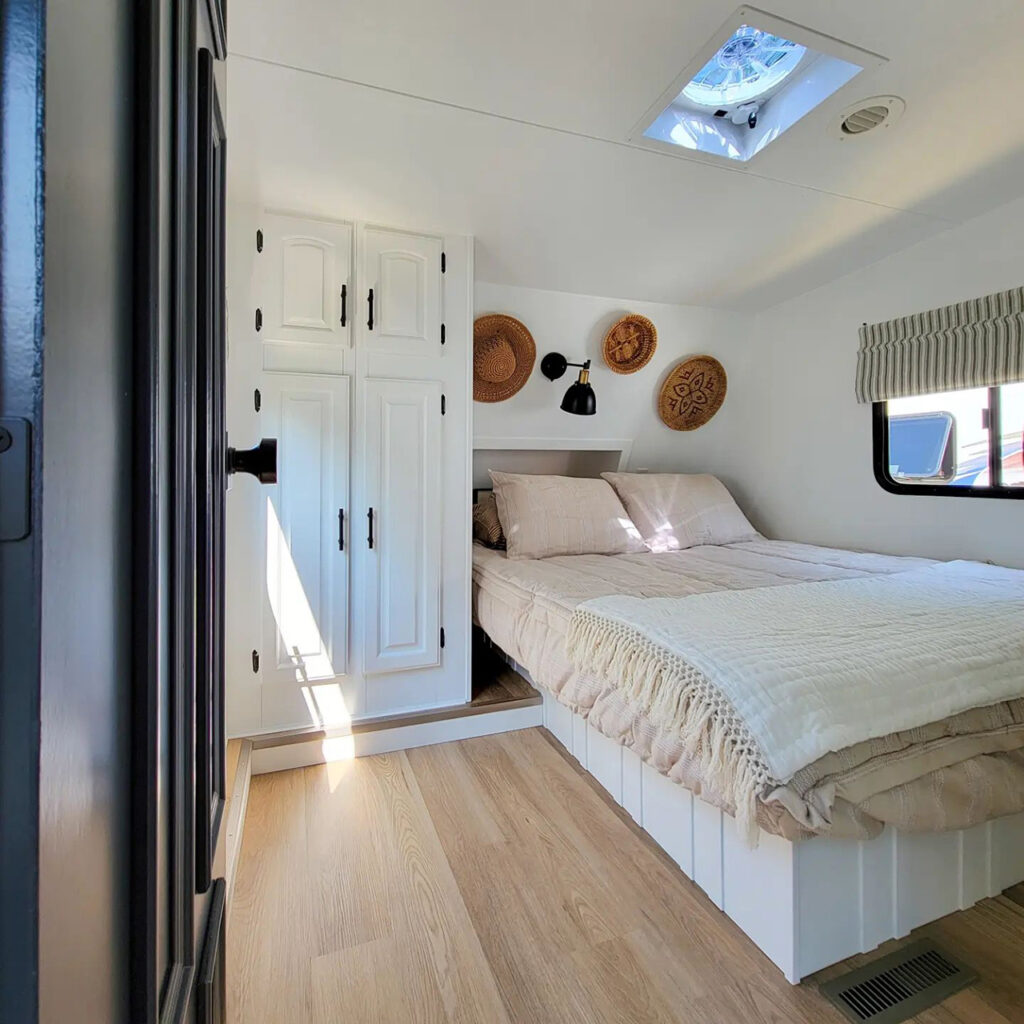 renovated RV bedroom