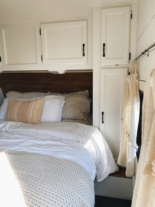 Renovated travel trailer with homey, boho vibes