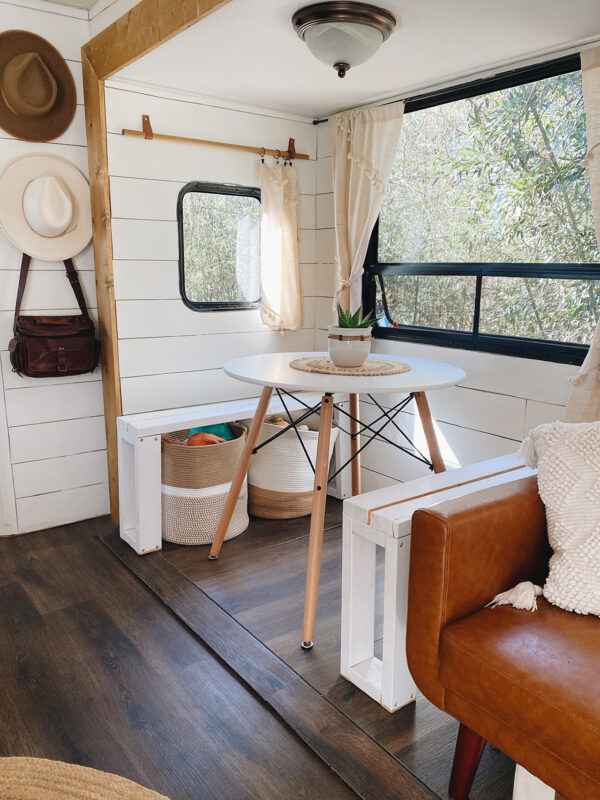 Renovated travel trailer with homey, boho vibes