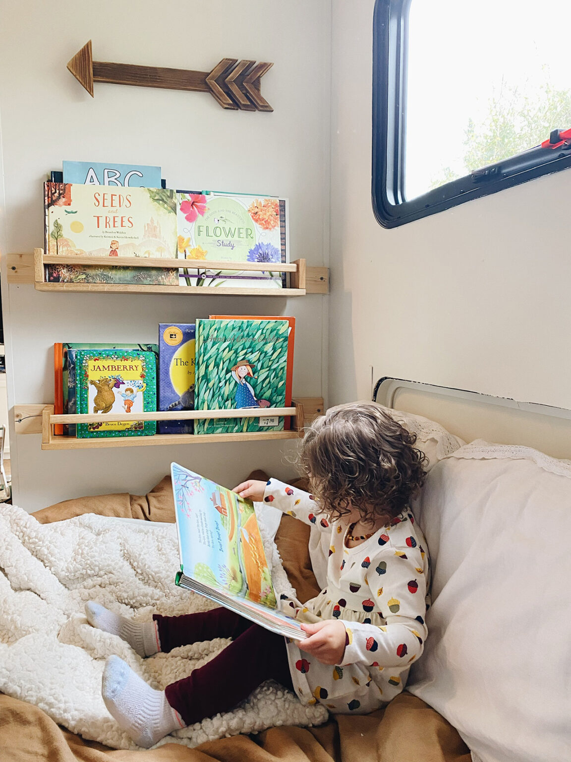 Renovated travel trailer with homey, boho vibes