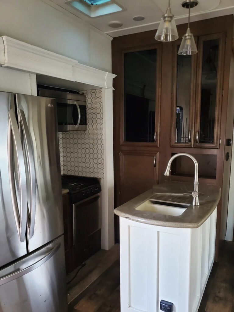 2016 Forest River Sierra kitchen before renovation