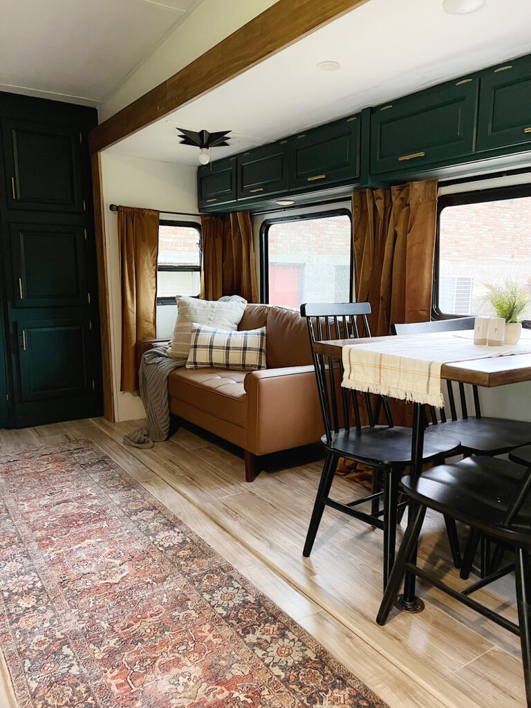 Renovated RV with moody interior